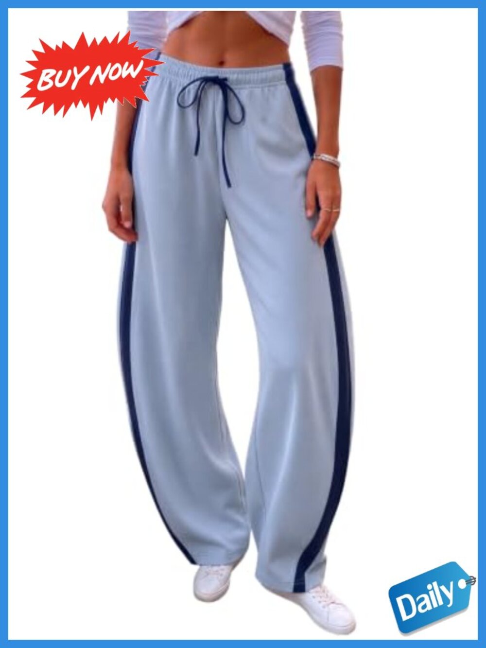 EXLURA Cotton Barrel Sweatpants Drawstring Wide Leg Track Pants Womens